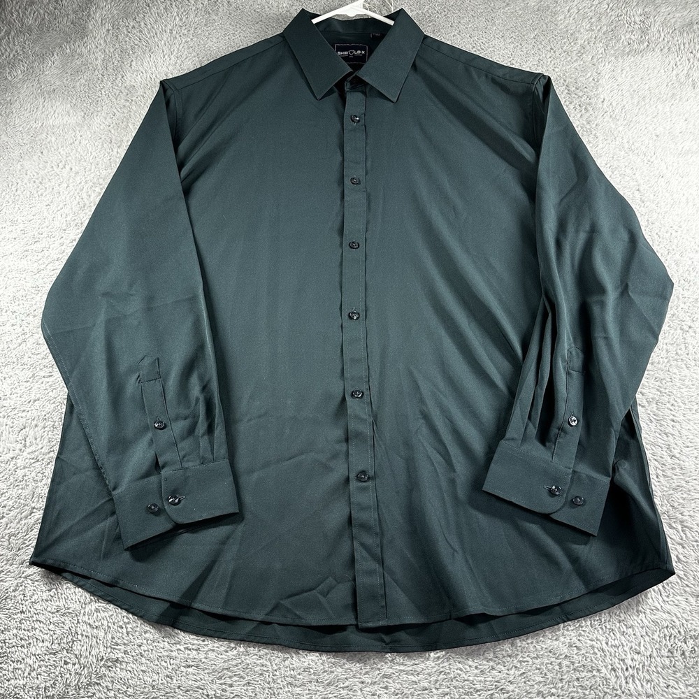 Shielox Shirt Mens 4XL Green Performance Button Up Long Sleeve Flex Stretch‎